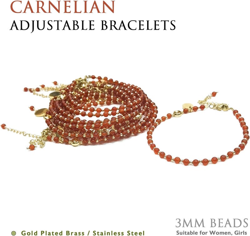 Morchic 3mm Tiny Beads Natural Gemstone Bracelet for Women, Adjustable 7.1" Energy Gem Charm Jewelry, Dainty Handmade Birthday Gift - Image 3